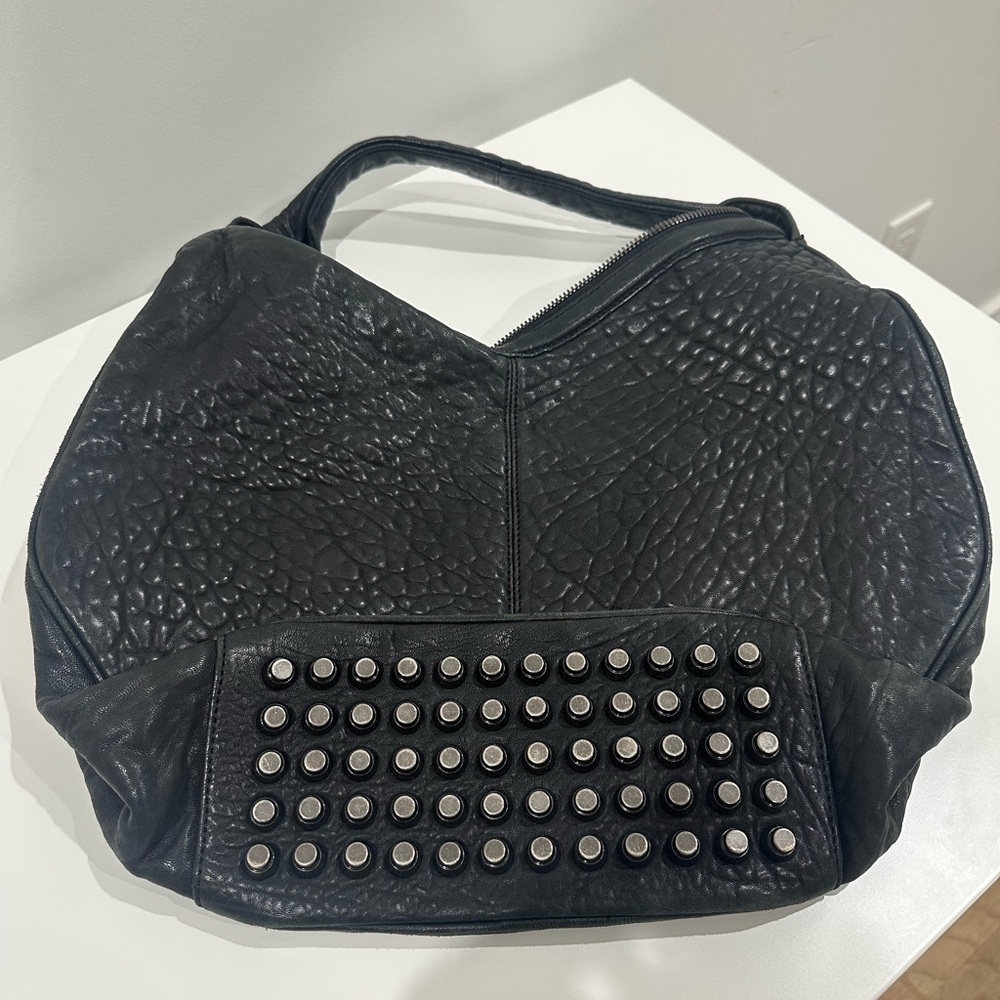 Alexander Wang Black Leather Hobo with Studs
